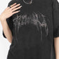 Punk Oversized Wing Print Kurzarm T-Shirt