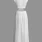 Solid Color Vintage Faux Neckline Pleated Maxi Dress 