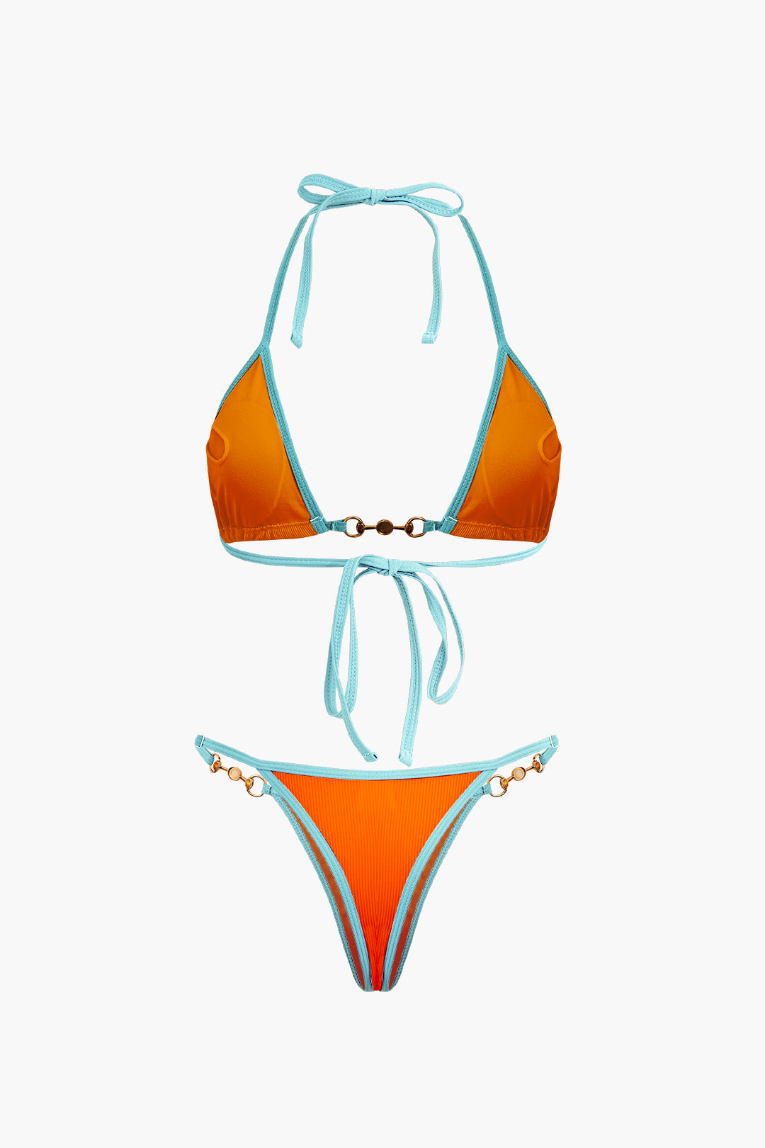 Set bikini a 2 pezzi con dettagli in perla vintage a contrasto 