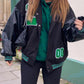 Retro Schwarze Oversize Logo Varsity Jacke