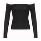 Klassisches Schwarzes Slim Langarm Top mit Off Shoulder