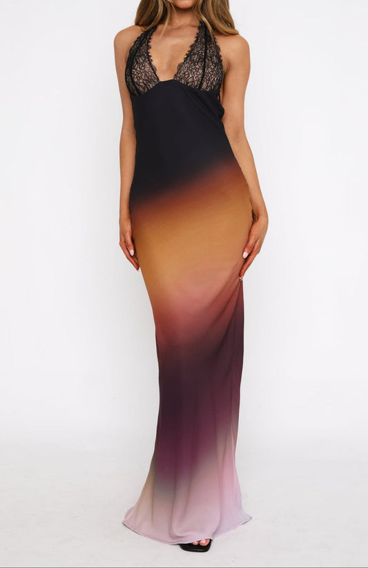 Laura Maxikleid Kupferfarbenes Ombre