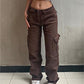 Braune Baggy Cargo Jeans Hose mit Vintage Waschung