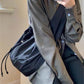 Large Nylon Drawstring Shoulder Bag Black