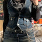 Top corsetto in denim con abbottonatura