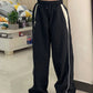 Schwarze Baggy Oldschool Sweatpants mit Kontrast Paspeln