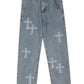Blaue Herren Vintage Jeans mit Kreuz Patch