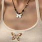 Vintage Schmetterling Halskette mit Perlensteinen
