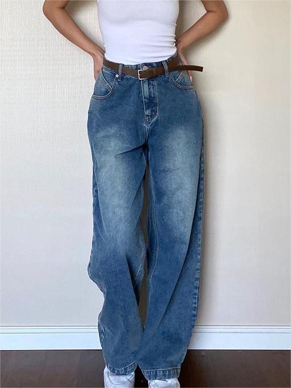 Vintage Blaue Boyfriend Jeans mit Verwaschenem Look