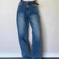 Vintage Blaue Boyfriend Jeans mit Verwaschenem Look