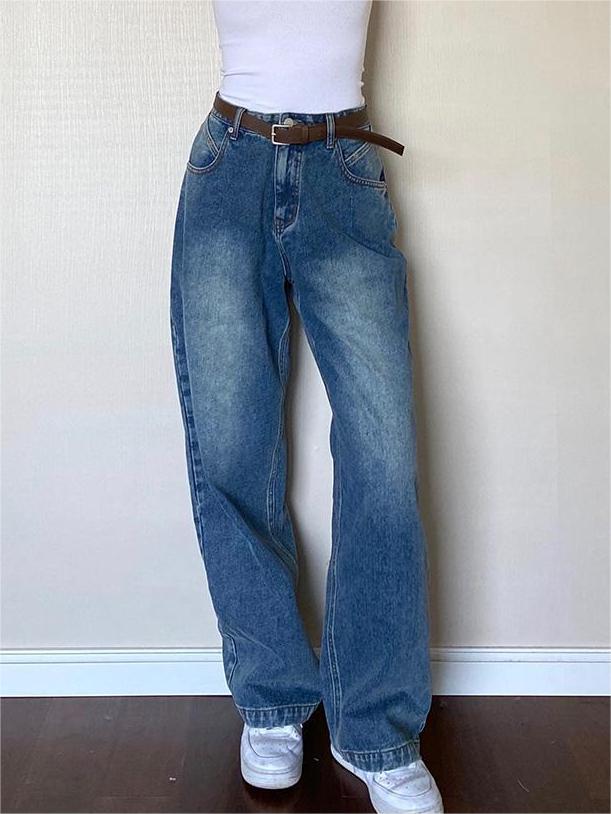 Vintage Blaue Boyfriend Jeans mit Verwaschenem Look