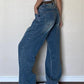 Vintage Blaue Boyfriend Jeans mit Verwaschenem Look