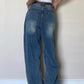 Vintage Blaue Boyfriend Jeans mit Verwaschenem Look