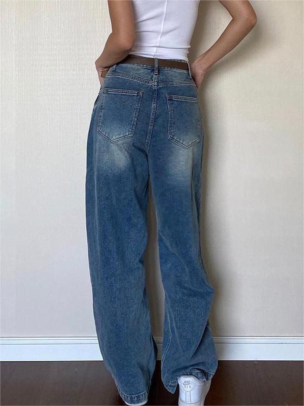 Vintage Blaue Boyfriend Jeans mit Verwaschenem Look