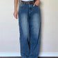 Vintage Blaue Boyfriend Jeans mit Verwaschenem Look