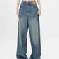 2000er Blaue Baggy Boyfriend Jeans mit Wasch Effekt