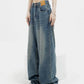 2000er Blaue Baggy Boyfriend Jeans mit Wasch Effekt