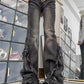 Y2K Schwarze Low Rise Flare Jeans mit Fransen