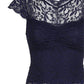 Top a maniche corte vintage in pizzo blu scuro