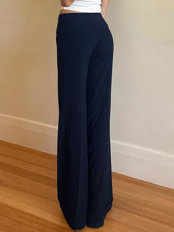 Navy Blue Vintage High Waist Flared Pants