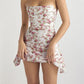 Cute strapless mini dress with a floral pattern