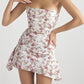 Cute strapless mini dress with a floral pattern