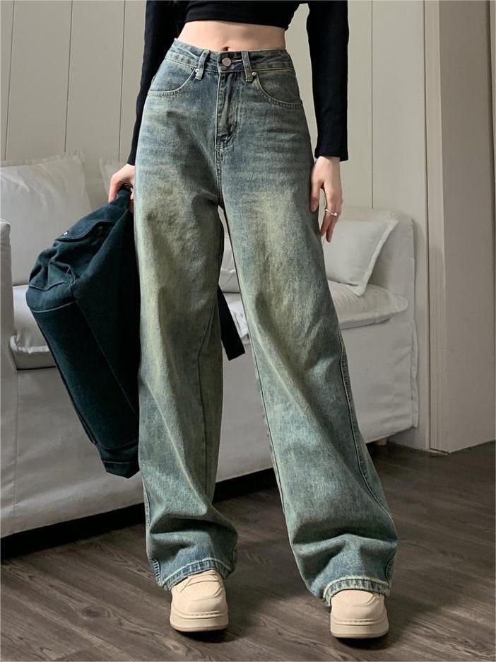 Vintage Baggy Boyfriend Jeans mit Verblasstem Effekt