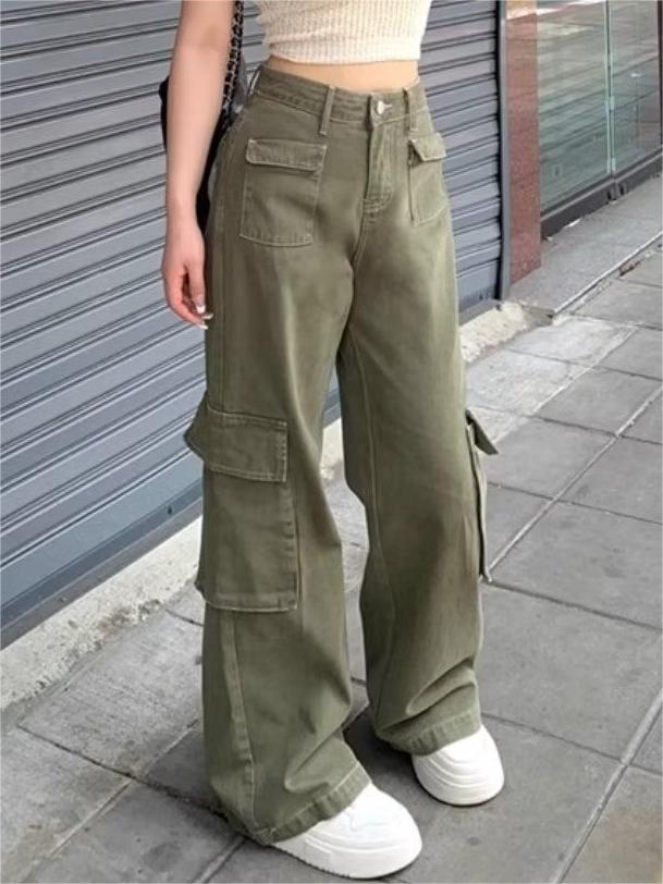 90er Vintage Grüne Cargo Jeans