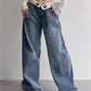 Hip Hop Boyfriend Baggy Jeans with Foldable Waistband