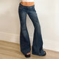 90s blue low waist flared trousers with washed effect