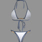 Kontrast Vintage Perle Detail Halter 2 Stück Bikini Set