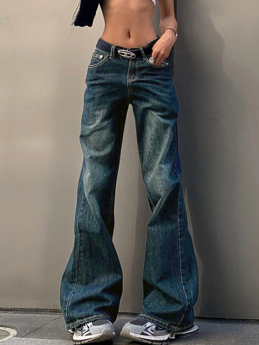 Jeans svasati Boyfriend strappati lavati vintage scuri