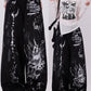 Schwarze Grunge Graffiti Druck Baggy Jeans