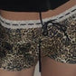 Punk Low Rise Leopard Print Shorts with Lace Trim