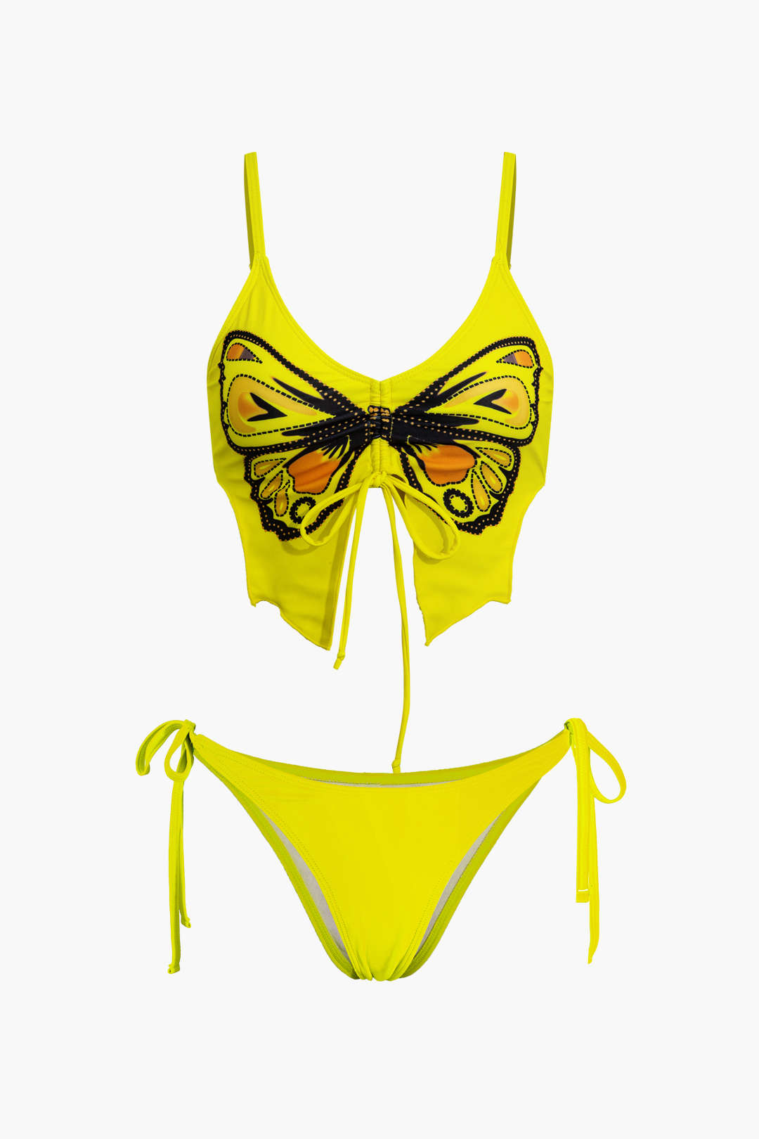 Set bikini con lacci con motivo a farfalla Y2K