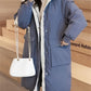 Classic contrast longline quilted jacket with hood 