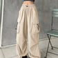 Pantaloni cargo vintage con paracadute larghi Y2K con coulisse