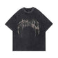 T-shirt a maniche corte con stampa di ali oversize punk