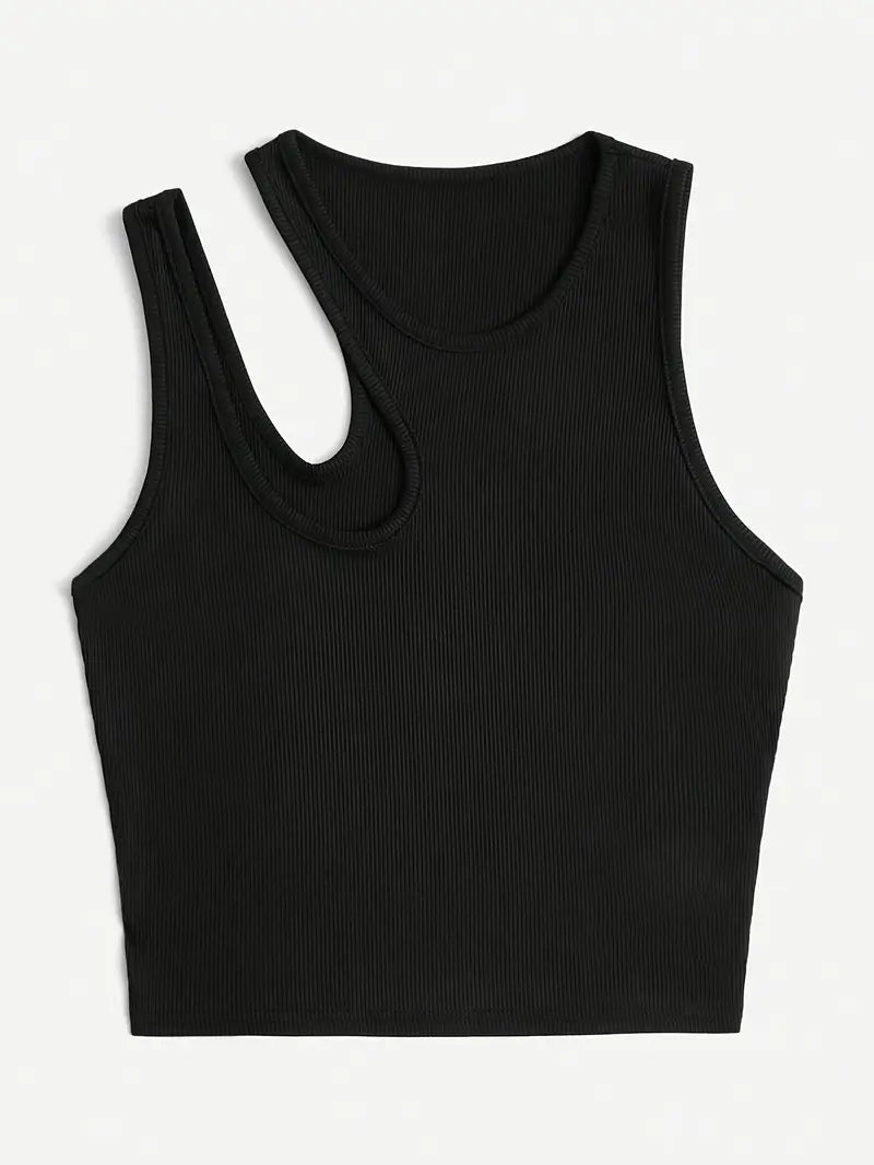 Basic Asymmetrisches Crop Tank Top