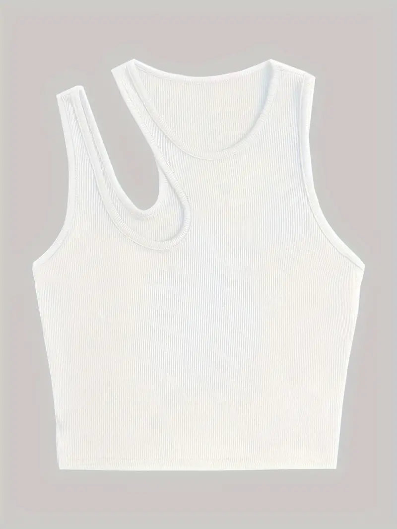 Basic Asymmetrisches Crop Tank Top