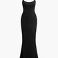 Klassisches Verstellbaren Trägern Maxi Slip Kleid