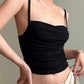 Black Vintage Pleated Backless Slim Camisole