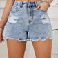 Rissen Unbearbeitetem Saum Jeansshorts mit Gewaschen