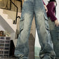 Hip Hop Multi Taschen Splice Cargo Jeans