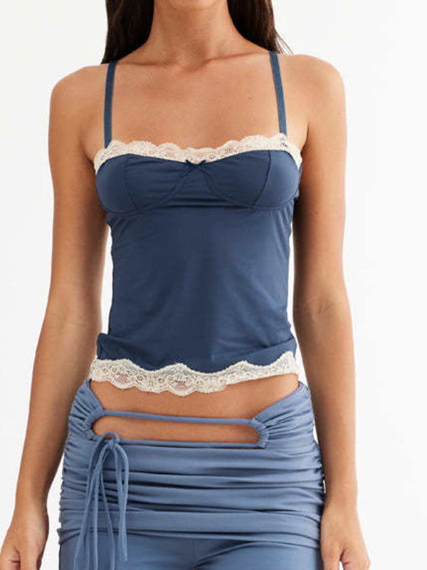 Blaues Vintage Spitzen Camisole