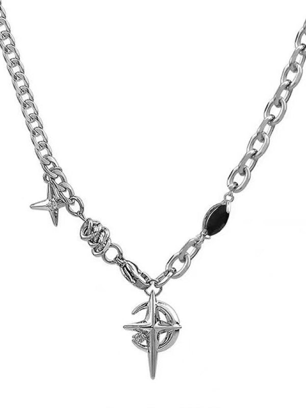 Collana con ciondolo stella con pietra preziosa unisex Hip Hop