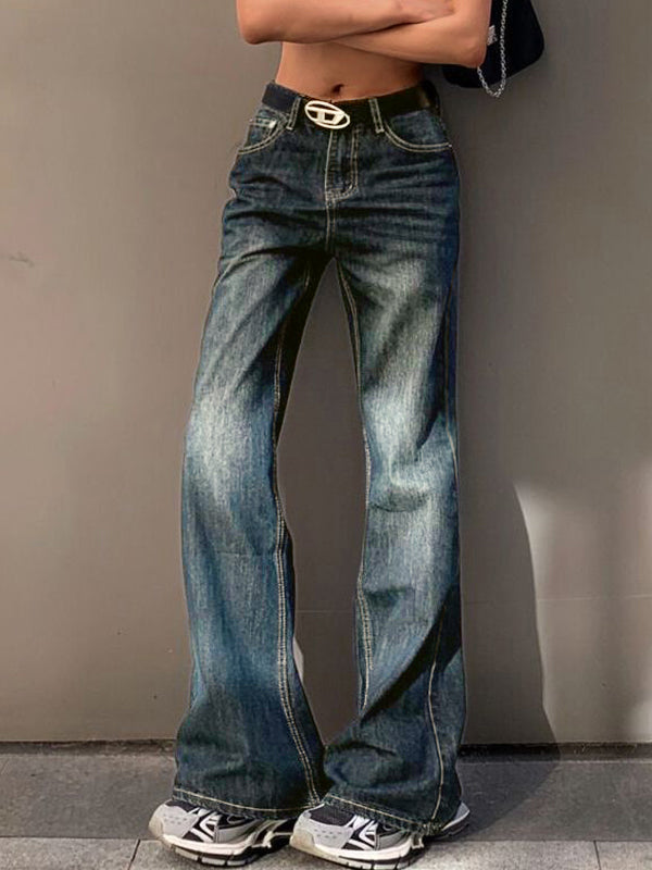 Jeans svasati Boyfriend strappati lavati vintage scuri