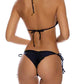 Schwarze Vintage Pailletten Schnürbikinis