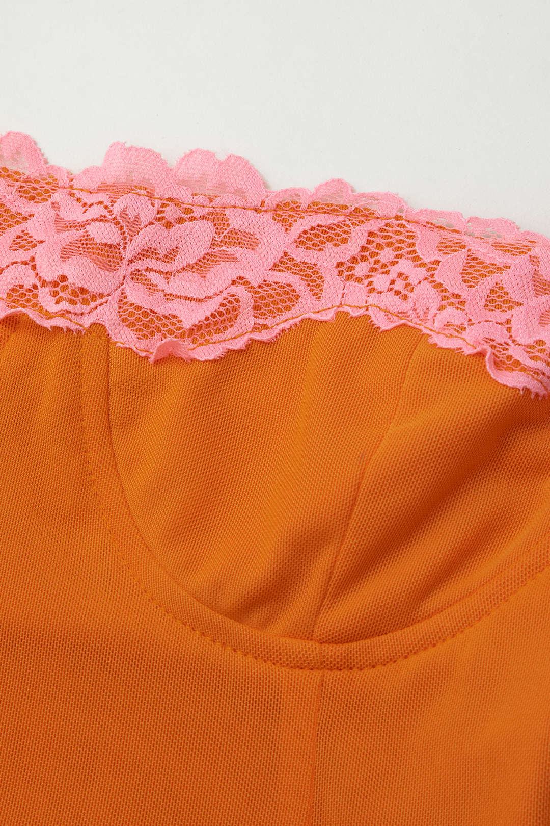 Orange Cami Midi Dress with Lace Trim