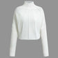 Solid Mock Neck Structured Batwing Sleeve Sweater